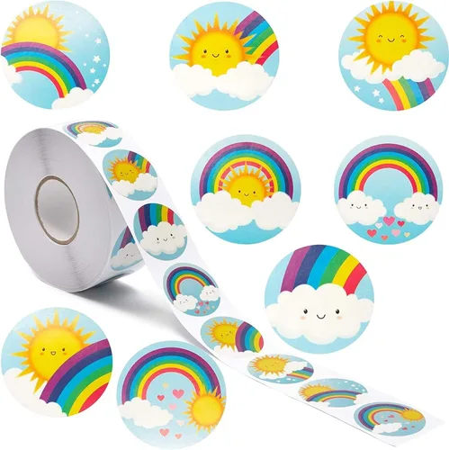 Vista 8 de BLUE PANDA Rollo de calcomanías de abejas, 1000 unidades, 1.5 pulgadas, redondo, multicolor, calcomanías autoadhesivas de abejorro para recompensas