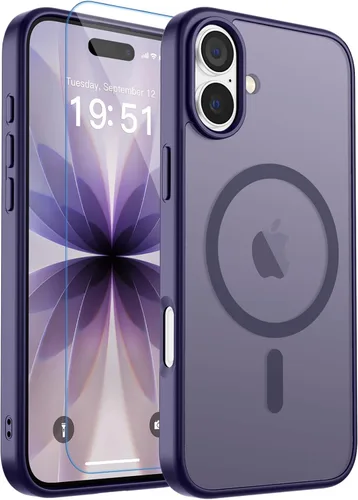 Vista 203 de zapica Funda magnética para iPhone Air, con protector de pantalla de vidrio templado, compatible con MagSafe, translúcida mate, a prueba de golpes
