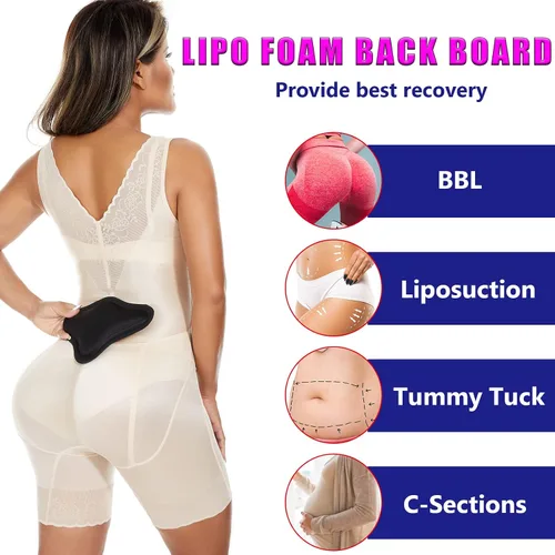 Vista 4 de Paquete de tablero trasero de espuma Lipo con moldeador lumbar BBL (negro)