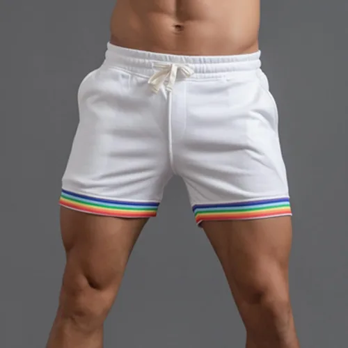 Vista 2 de Pantalones cortos de entrenamiento para hombre, estilo casual, elástico, cintura media, con cremallera, bolsillo, deporte, correr, atletismo