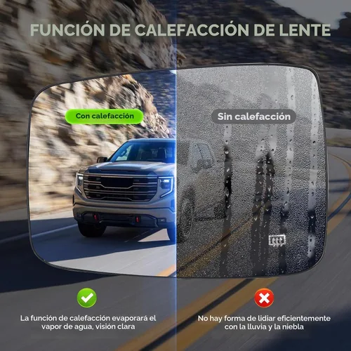 Vista 2 de Espejo Lateral Calentado para Conductor Izquierdo y Pasajero Derecho con Placa de Soporte Compatible con Dodge Ram 1500 2009-2017, Ram 2500