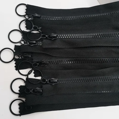 Vista 2 de 10 cremalleras de resina que no se separan con tiradores de anillo, cremalleras de plástico #3, tiradores de elevación para ropa, bolsos