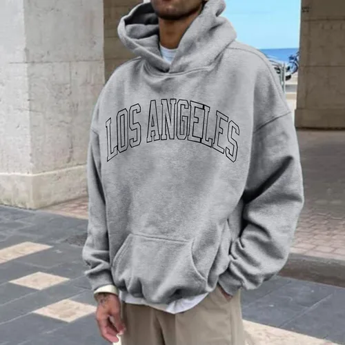 Vista 4 de EELHOE Light Hoodie for Men Baggy Cotton Long Sleeve Jersey with Hood Athletic Print Graphic Stylish Pullover