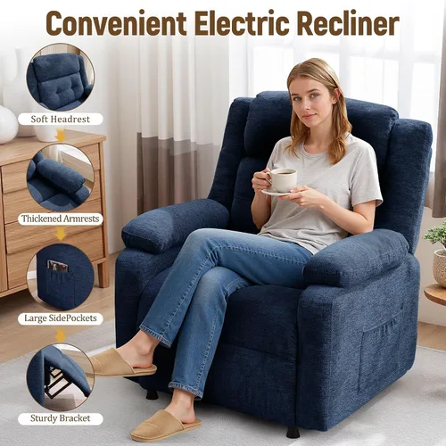Vista 5 de Korser Silla reclinable eléctrica, sillas de sala de estar para adultos Azul-5