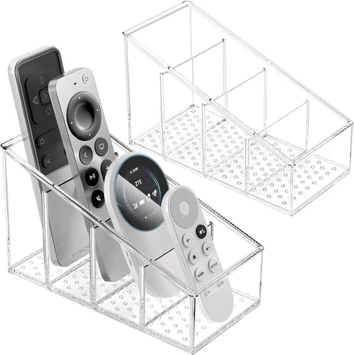 Vista 5 de MaxGear Soporte de control remoto transparente para TV, organizador de almacenamiento de control remoto pequeño, organizador de plástico