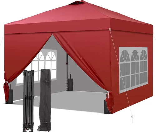 Vista 26 de GDY Tienda de campaña desplegable para exteriores de 8 x 8 pies con una configuración de empuje, kiosco de fácil instalación con 4 paredes laterales