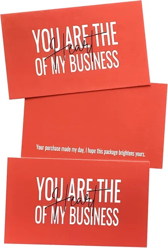 Vista 3 de RXBC2011 Tarjetas de agradecimiento con texto en inglés "You are the Heart of my Business", para negocios en línea, paquete de 100