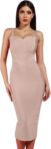 Vista 3 de Whoinshop - Vestido de fiesta de noche para mujer, con tirantes, de rayón, vestido de tubo.