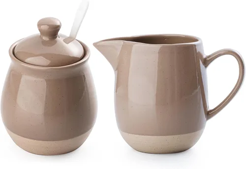 Vista 8 de famiware Milkyway Cremera de 13 onzas con asa, jarra de cerámica para café/leche/salsa/servir/ensalada, dispensador de gres para jarabe de arce