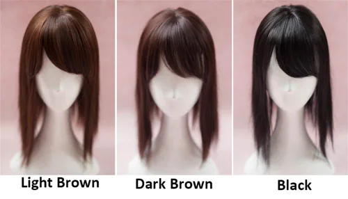 Vista 3 de Extensiones de pelo de 14 pulgadas con flequillo lateral para mujer, parte superior sintética para pérdida de cabello, cabello con clip, marrón