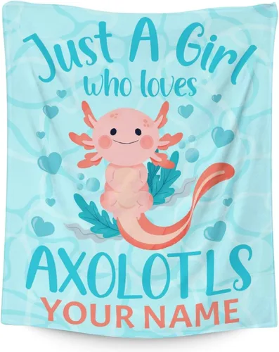 Vista 24 de Axolotl - Manta de regalo de 30 x 40 pulgadas, bonita manta para niñas, mantas suaves y peludas azules para sofá y oficina