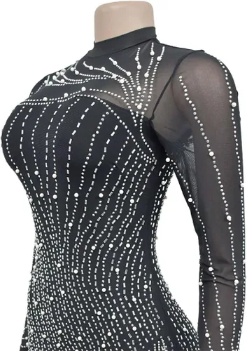 Vista 6 de Vestido largo de cóctel de noche sin mangas con hombros descubiertos para mujer