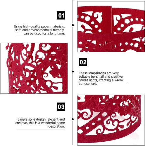 Vista 3 de Uonlytech 50 unidades de portavelas de papel rojo, envolturas votivas para velas votivas, pantallas huecas para batería LED, velas de candelita