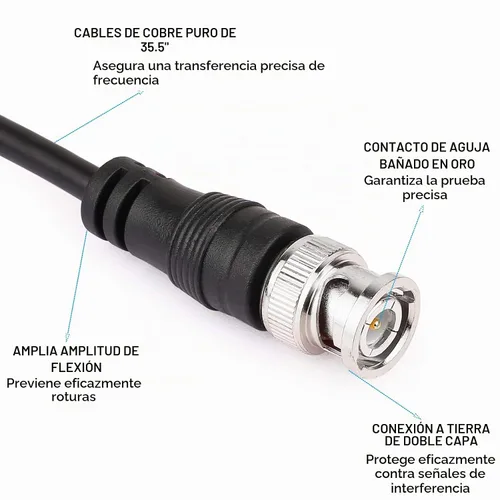 Vista 3 de Clyxgs BNC - Sonda de cable de prueba de clip de cocodrilo doble, sonda de osciloscopio BNC a clip de cocodrilo de 36.2 in (5 unidades)