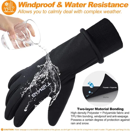 Vista 5 de Tiakia Guantes térmicos de invierno para ciclismo, cálidos, para clima frío, para deportes, antideslizantes, resistentes al viento, para hombres