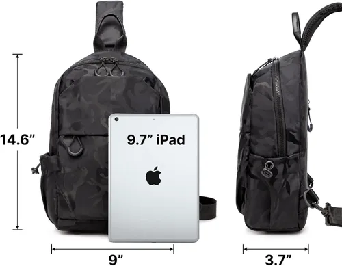 Vista 4 de CANTLOR Bolso bandolera pequeño para hombre, mochila cruzada de viaje, paquete de pecho ligero para exteriores, bolsa de hombro con una correa