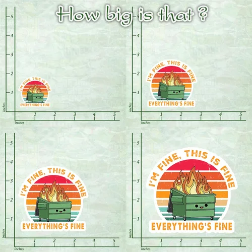 Vista 6 de 314PI Adhesivo con texto en inglés "I'm Fine" para contenedor de fuego, asistente de agua, adhesivo troquelado para laptop, teléfono, botella