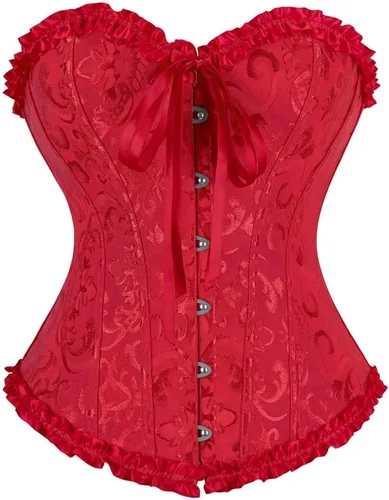 Vista 10 de frawirshau - Corsé para mujer, con cordones, con varillas, escultor de cuerpo, lencería Beige