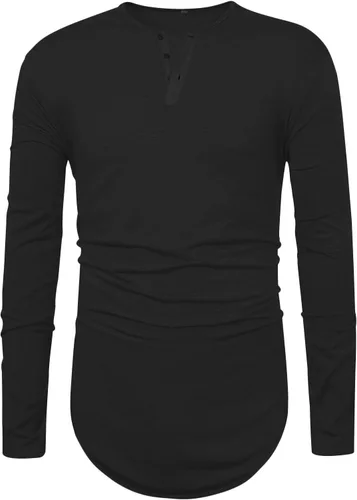 Vista 3 de Camiseta de manga larga para hombre con dobladillo curvo y dobladillo curvo