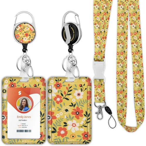Vista 34 de Soporte para tarjetas de identificación con cordón, soporte retráctil para tarjetas de identificación, correa desmontable para el cuello con carrete