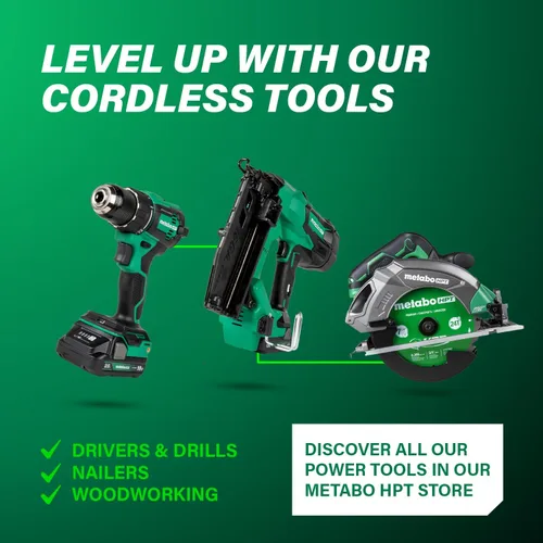 Vista 15 de Metabo HPT Clavadora Pro Brad, clavadora neumática de acabado profesional preferida por profesionales para trabajos de molduras, construcción