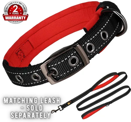 Vista 7 de Collares para perros pequeños, acolchados, ultra cómodos, de neopreno suave, reflectante, resistente, collar pequeño negro