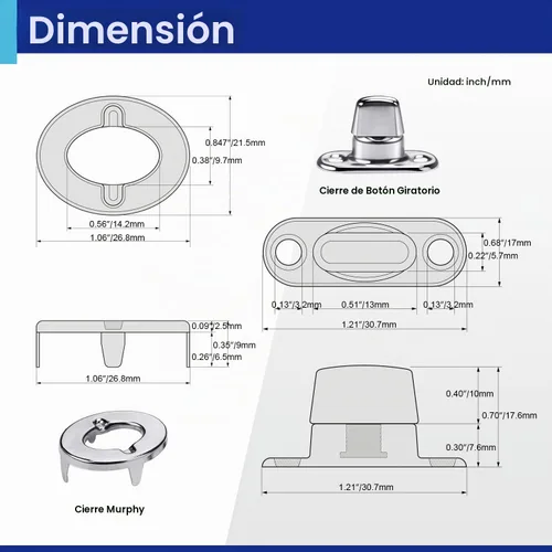 Vista 3 de 30 Sets Twist Lock Fasteners with Turn Buttons and Eyelet Screws