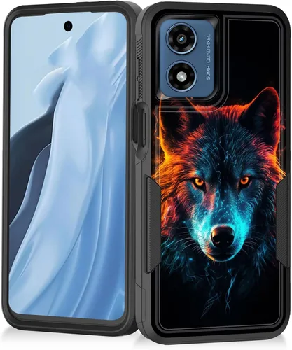 Vista 141 de Funda para Moto G Play 4G 2024, resistente de doble capa híbrida de policarbonato duro, goma suave, a prueba de golpes, funda protectora resistente