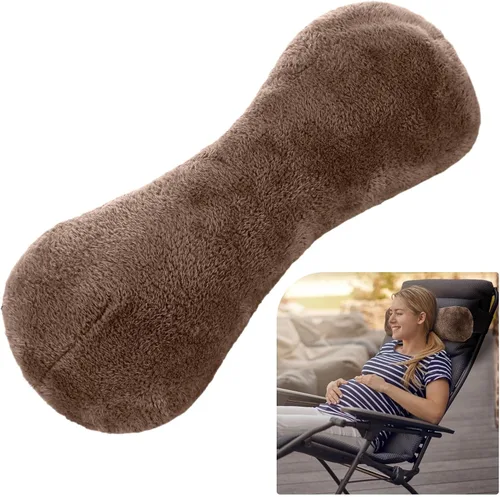 Vista 9 de Colingmill 1 almohada de cuello para reposacabezas reclinable, almohada en forma de hueso, felpa con correa ajustable, soporte para el cuello y Negro