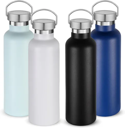 Vista 42 de Volhoply 24 onzas Botella de agua aislada con boca estándar con tapa de combinación de plástico y acero inoxidable, botellas de agua de 304 18/8