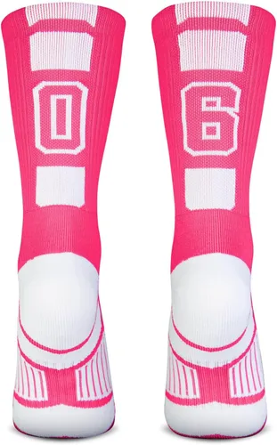 Vista 23 de ChalkTalkSPORTS Calcetines de equipo personalizados - Calcetines con números rosados Elige tu número