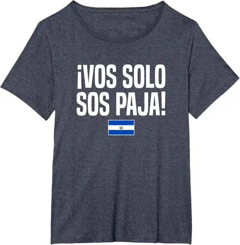 Vista 82 de Camiseta Vos Solo Sos Paja Salvadoran Slang Bandera de El Salvador, Negro