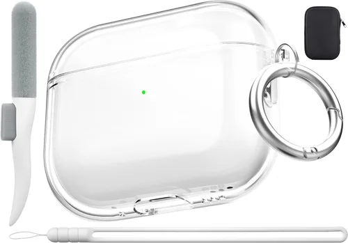 Vista 22 de Valkit - Funda transparente protectora para estuche de AirPods, con llavero, poliuretano termoplástico suave, a prueba de golpes, compatible