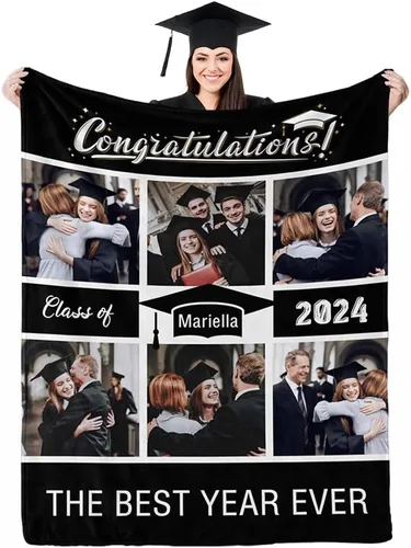 Vista 11 de D-Story Manta de franela personalizada para mujer, regalos de graduados, regalo de graduación de secundaria, regalos de graduación personalizados