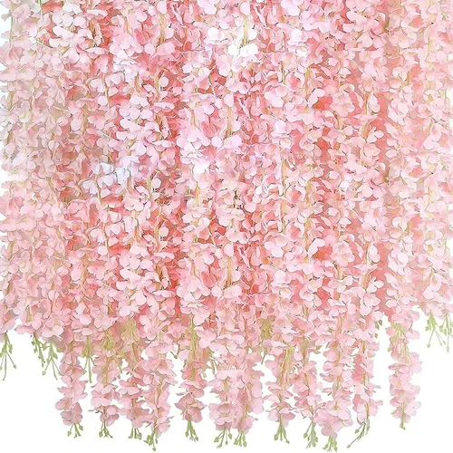 Vista 18 de Paquete de 12 guirnaldas de vides de flores de glicina, cuerdas de flores artificiales de 3.75 pies, flores colgantes falsas, guirnaldas de glicina