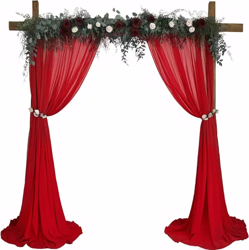 Vista 28 de DUOBAO Cortina de gasa rosa, 2 paneles de 29 x 96 pulgadas, cortinas de telón de fondo de boda, cortinas de playa transparentes para sala de estar