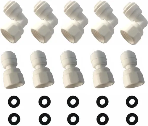 Vista 10 de MALIDA Adaptador de rosca hembra de conector rápido codo y combinación recta, rosca de 1/2 pulgada x tubo de 1/4 pulgadas OD Push to Connect