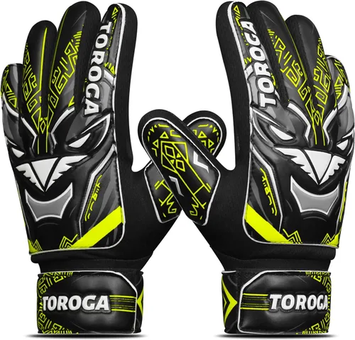 Vista 10 de Guantes de portero para niños y jóvenes, guantes de portero de fútbol, agarre de látex fuerte, soporte de muñeca doble y malla transpirable, guantes