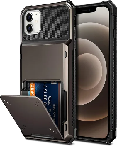 Vista 10 de Vofolen Funda compatible con iPhone 12, cartera 5G, 4 ranuras para tarjetas, tarjetero con bolsillo oculto, doble capa, cubierta trasera protectora