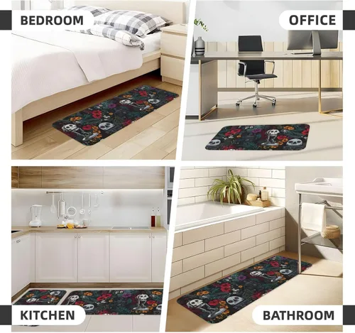 Vista 4 de Tropical Robot Print Kitchen Mats for Floor 2 Piece - Anti Fatigue Mats for Kitchen Floor, Non Slip Washable Rugs Home Decor