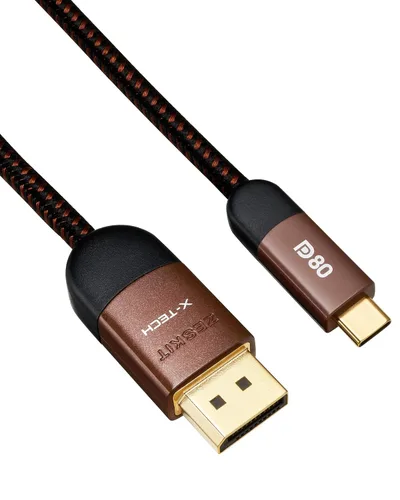 Vista 7 de Zeskit X-Tech - Cable USB-C a Displayport 2.1 con certificación bidireccional de 80 Gbps 16K, DP2.1 DP80 (3 pies/3.3 ft)