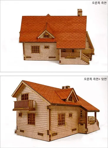 Vista 4 de Young Modeler HO Serises - Kit de modelo de madera de escritorio, casa de jardín A con una cubierta grande (YM 633): kit de catapulta en miniatura