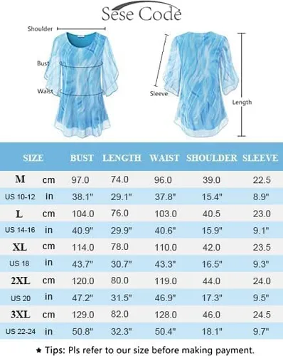 Vista 5 de SeSe Code Blusas de malla de manga 34, con volantes, para mujer, sueltas, holgadas y elásticas