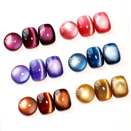 Vista 23 de MIZHSE Quick Dry Cat Eye Gel Nail Polish Set 4 Colors Long Lasting Silver Magnetic & Jelly Sheer Shades with Magnet Stick, High Shine Soak Off UV
