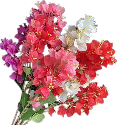 Vista 2 de 4 ramas de flores de buganvilla de seda artificiales montadas en el suelo, flor de buganvilla falsa 38.6 in/39 para centros de mesa de boda, flores
