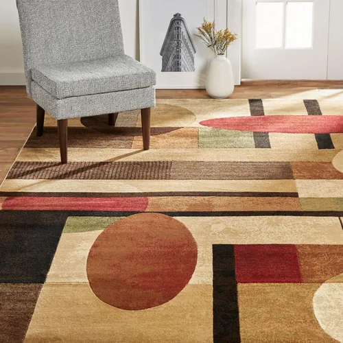 Vista 2 de Home Dynamix Tribeca Jasmine - Alfombra de área geométrica contemporánea, marrón/rojo, 6 pies 7 pulgadas x 9 pies 10 pulgadas