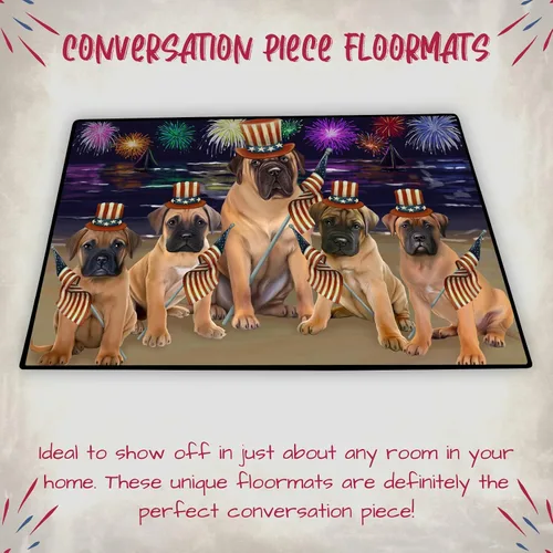 Vista 4 de Doggie of the Day Bullmastiff Dogs Floor Mat - 4th of July Independence Day - Best Dog Doormat - Protector Decor - Unique Portrait Art - Premium