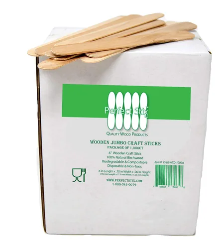 Vista 5 de hand2mind Juego de palos de madera natural y palitos de artesanía jumbo Perfect Stix (1000 unidades)
