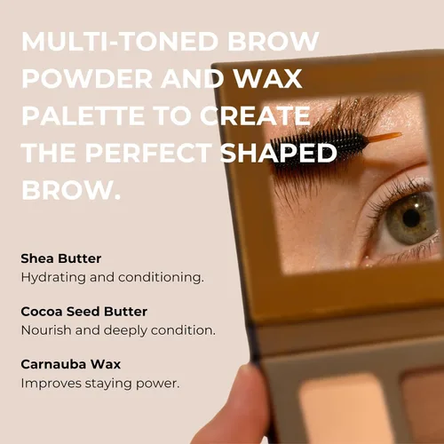 Vista 2 de INIKA Paleta de cejas orgánica. Color de cejas personalizado y cera para esculpir, rellenar y fijar cejas con resultados duraderos. Ingredientes