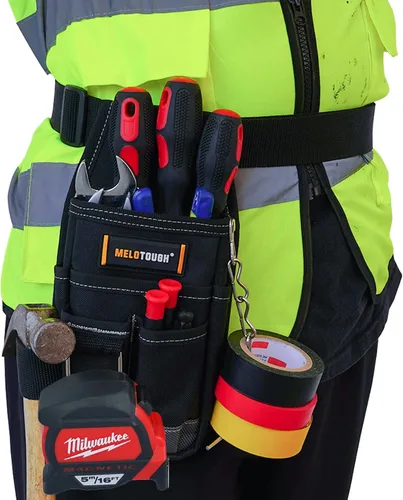 Vista 9 de MELOTOUGH Min - Bolsa de herramientas de construcción, pequeña funda para herramientas eléctricas/bolsa de bolsillo de utilidad + bolsa de bolsillo
